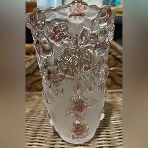 Vintage studio silversmith glass vase